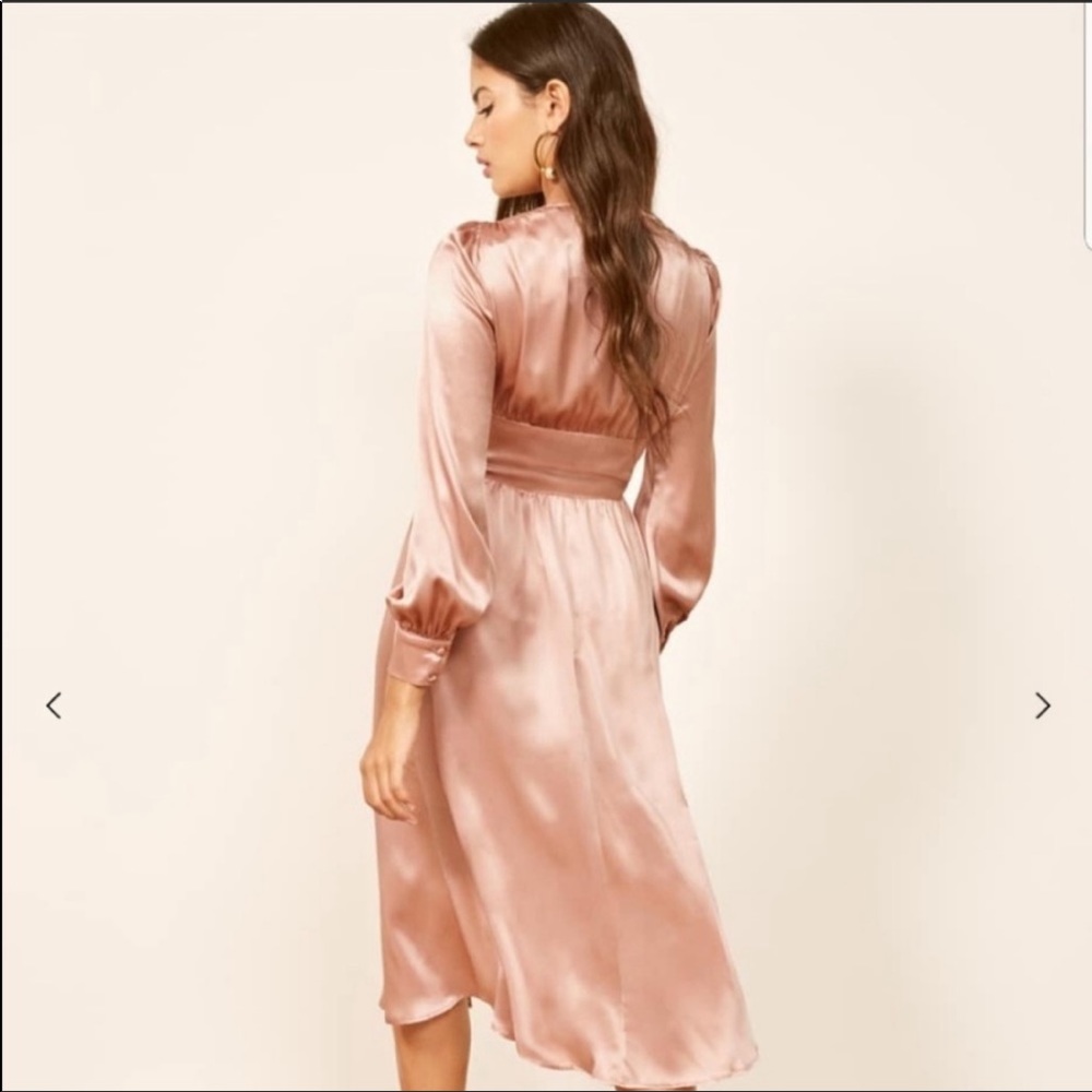 Reformation Pink Satin Midi Dress - Picture 4 of 14